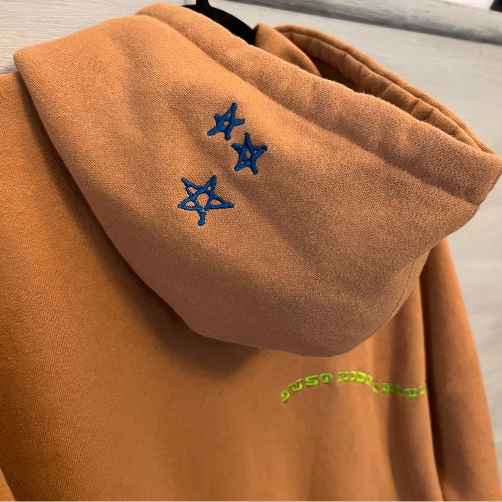 Obey Tan “Cosmic Love” Embroidered Hoodie Sweatshirt Size Small Good Condition - Picture 9 of 11